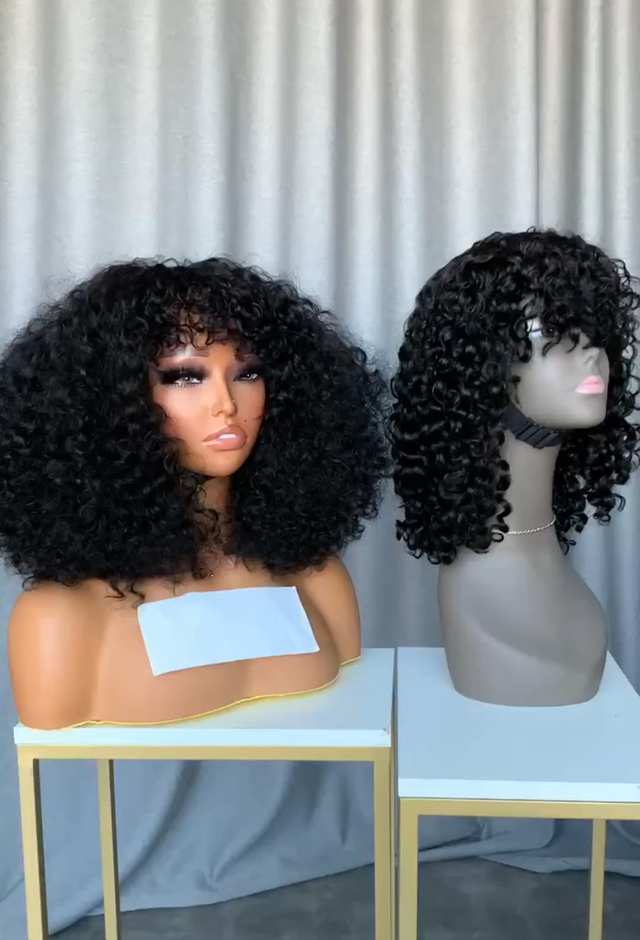 Fringe Eurasian curly Wig M-049