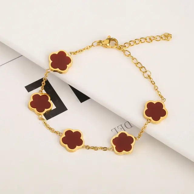 Gold Plated Plant Flower Bracelet