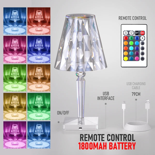 LED Diamond Crystal Projection Night Light